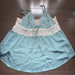 Victoria's Secret Teal and White Lace Chemise